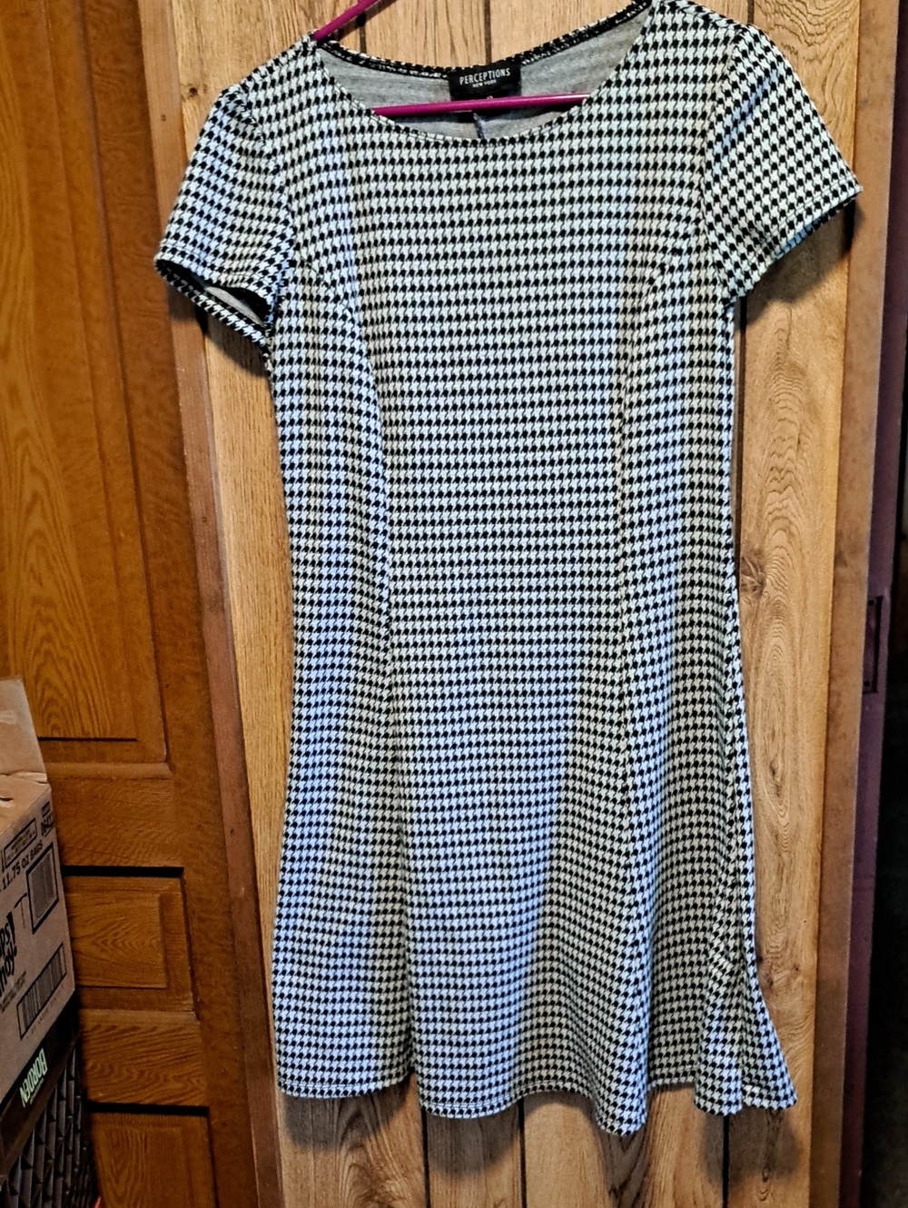 Perceptions New York Black/White Houndstooth Dress Size 14
